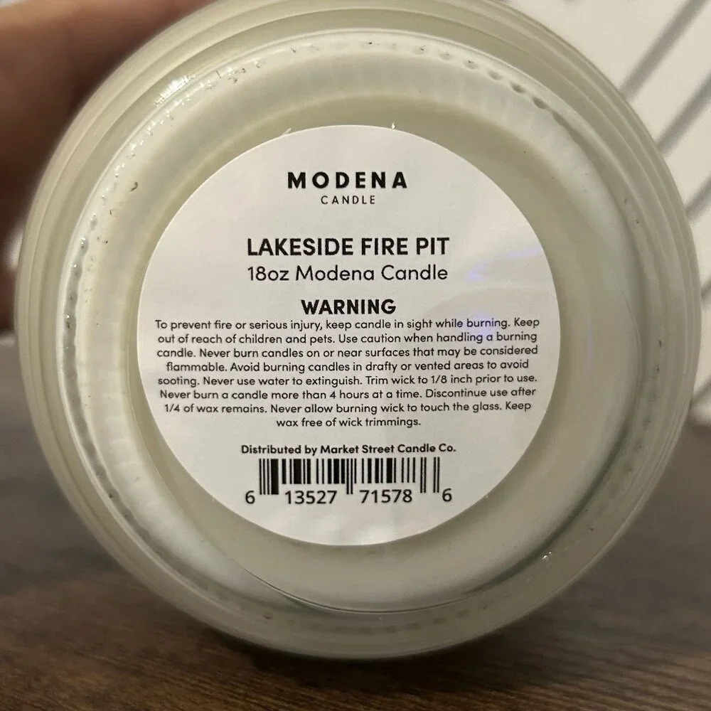 NEW Modena Candle Lakeside Fire Pit Limited Soy 18oz Woodsy Earthy Mancave